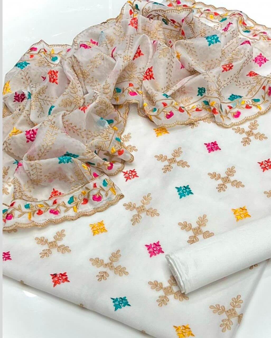 CROSS STICH LAWN COTTON MULTI EMBROIDERED SUMMER UNSTITCHED 3pc✓