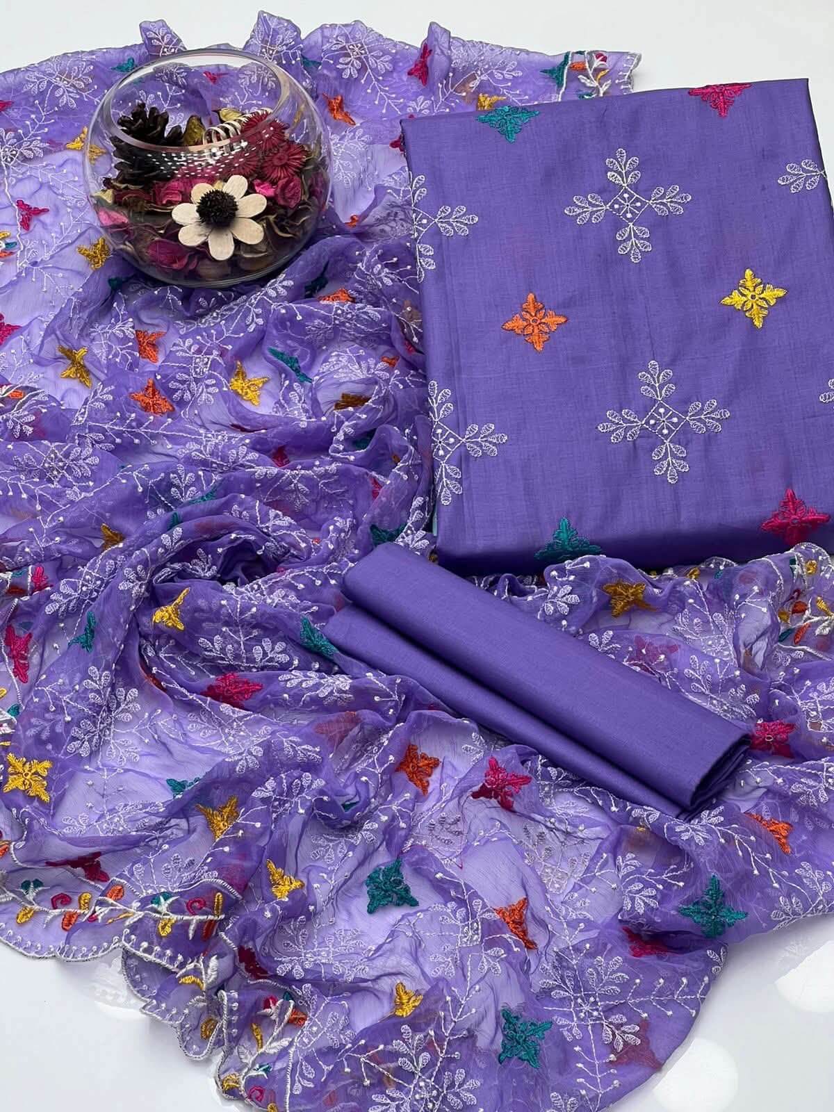 *CROSS STICH LAWN COTTON MULTI EMBROIDERED SUMMER UNSTITCHED 3pc✓*