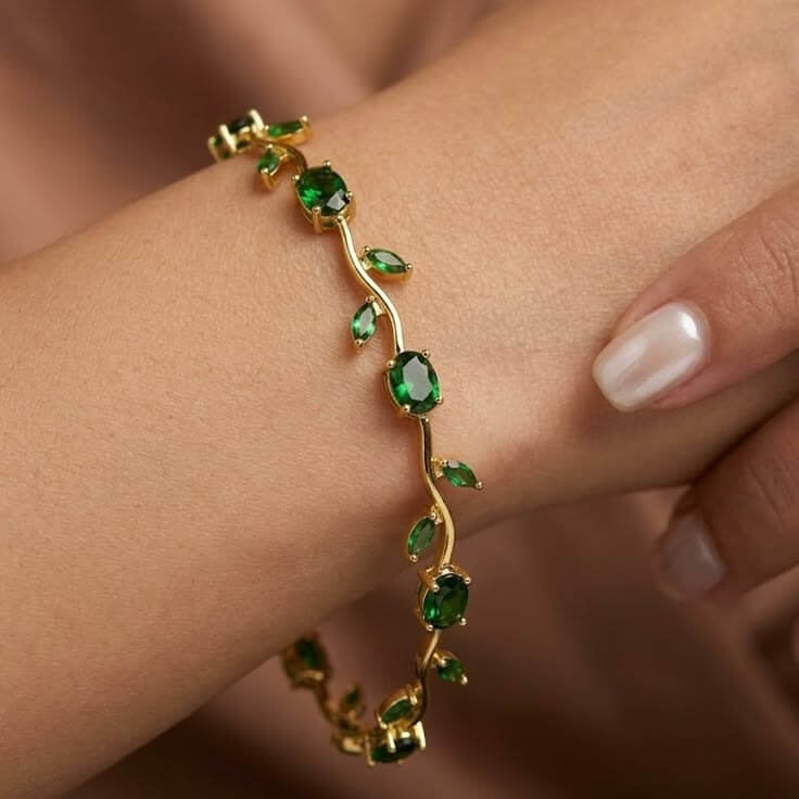 Tulip Rapunzel Vine Leaf Crystal Bracelet – Multiple Colors