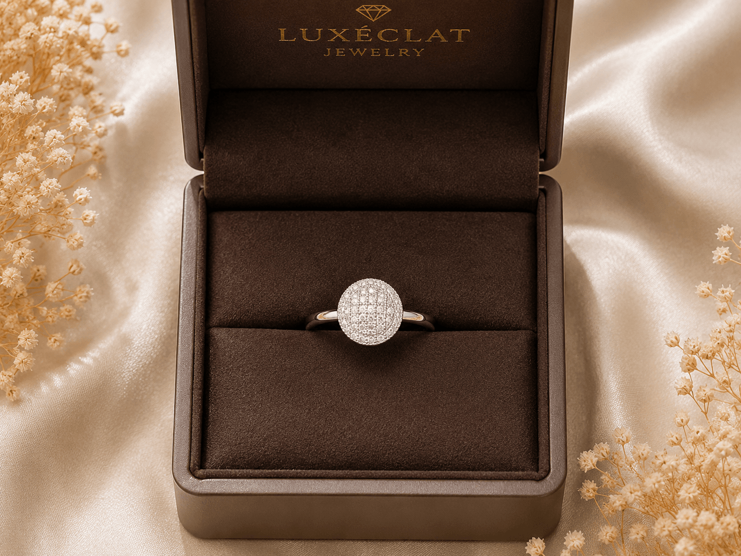 Luxury Zircon Adjustable Ring – Elegant Crystal Statement Ring for Women