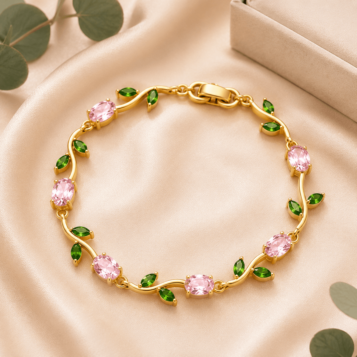 Luxury Crystal Vine Bracelet – Premium Zircon Floral Bracelet for Women | Gold & Silver Finish