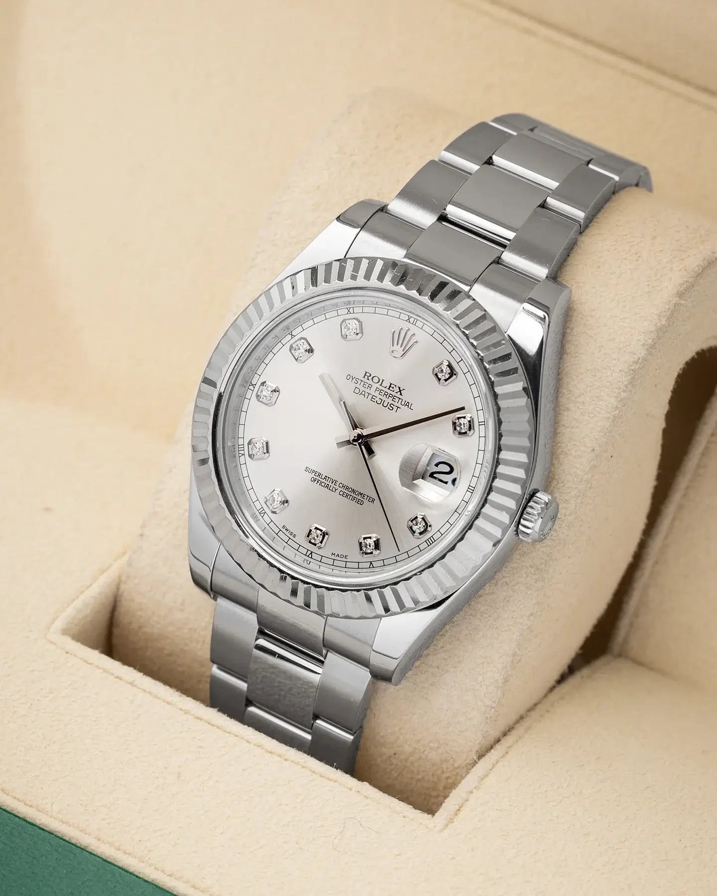 RLX MG 40MM - Silver Oyster Chain - Fluted Bezel Silver - Silver