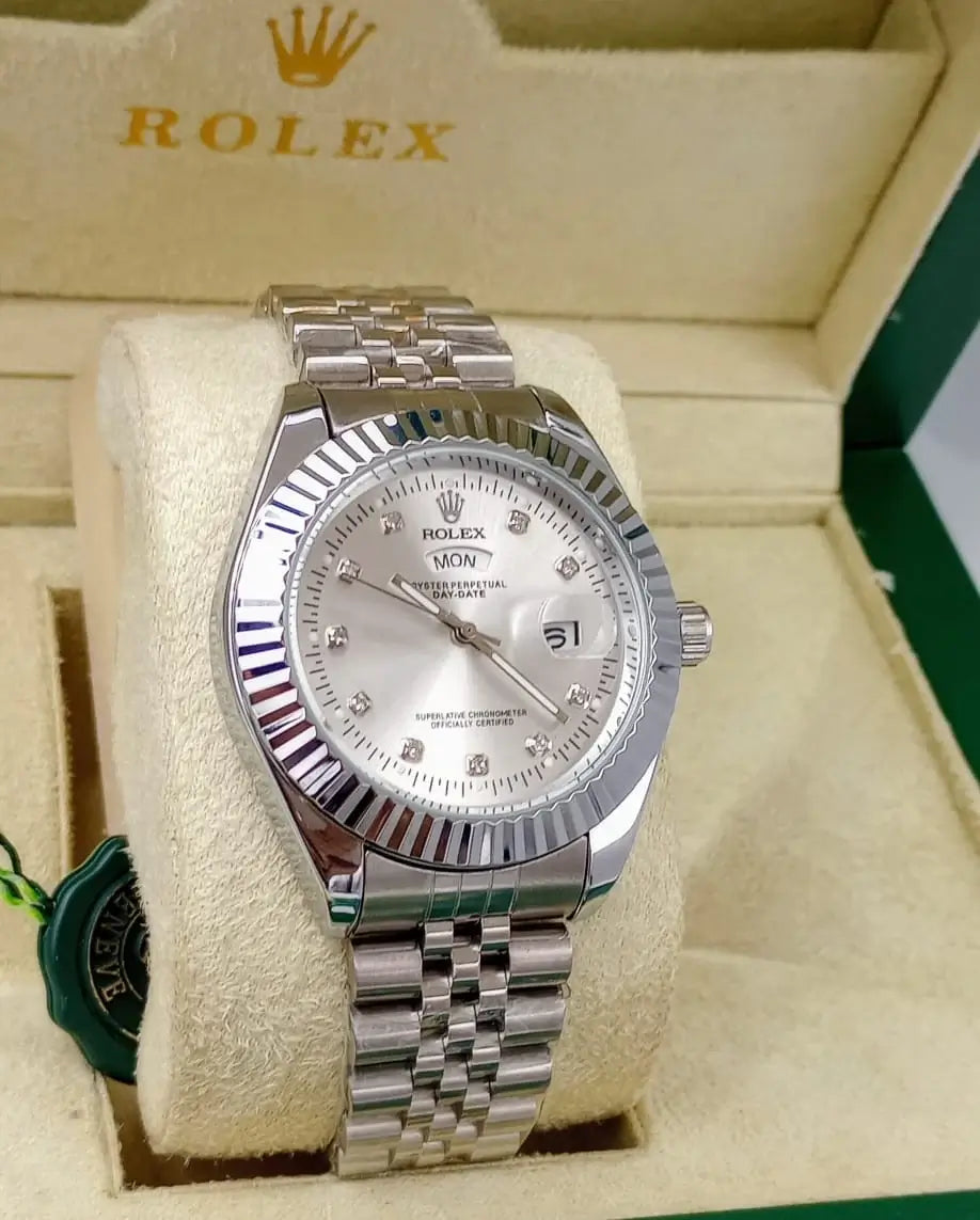 RLX MG 40MM - Silver Oyster Chain - Fluted Bezel Silver - Silver
