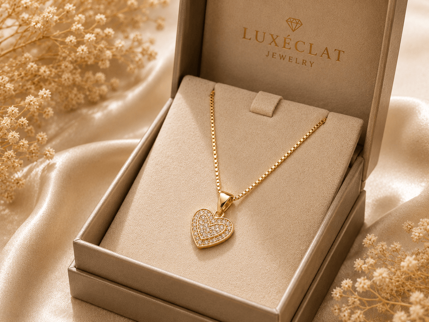 Luxury Gold-Plated Heart Crystal Pendant Necklace for Women | Pakistan
