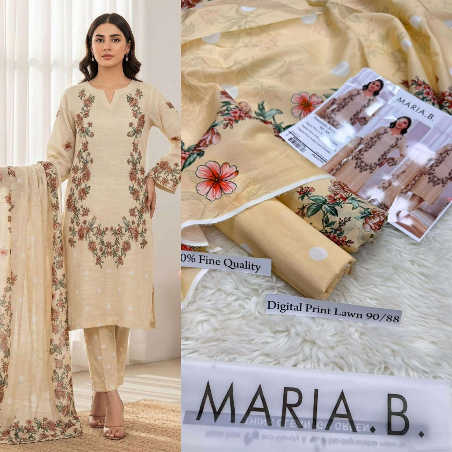 Zoha: MARIA B PREMIUM DIGITAL PRINT AIRJET LAWN 90/88 VOLUME