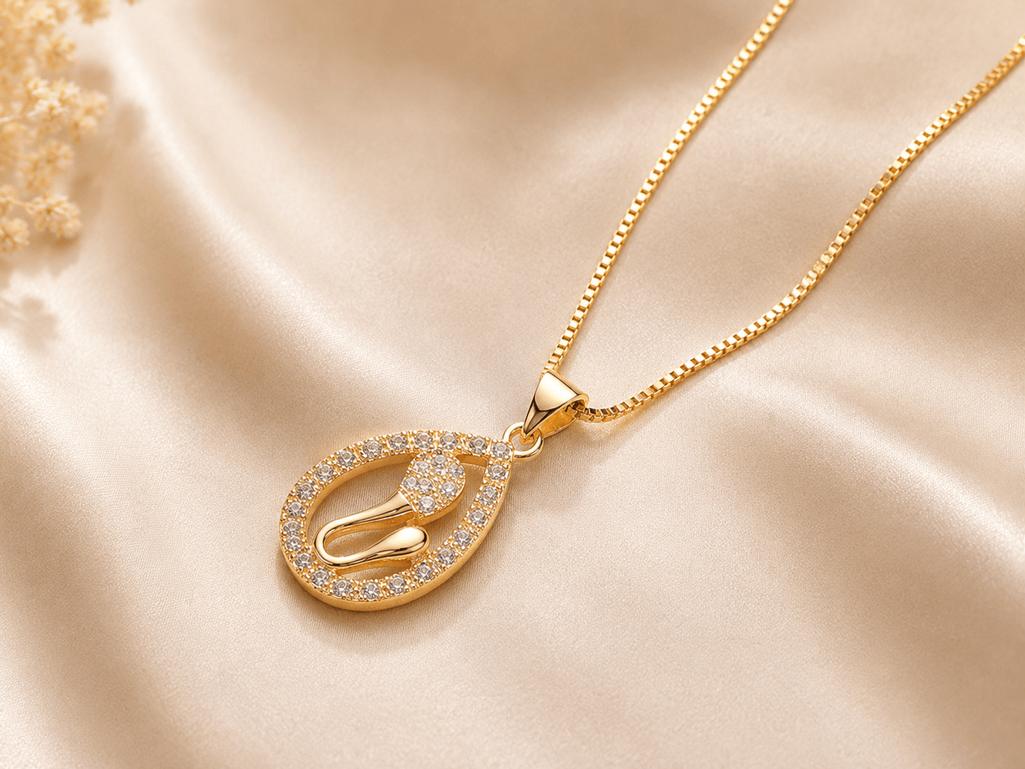 Luxury Gold-Plated Teardrop Crystal Pendant Necklace for Women | Pakistan