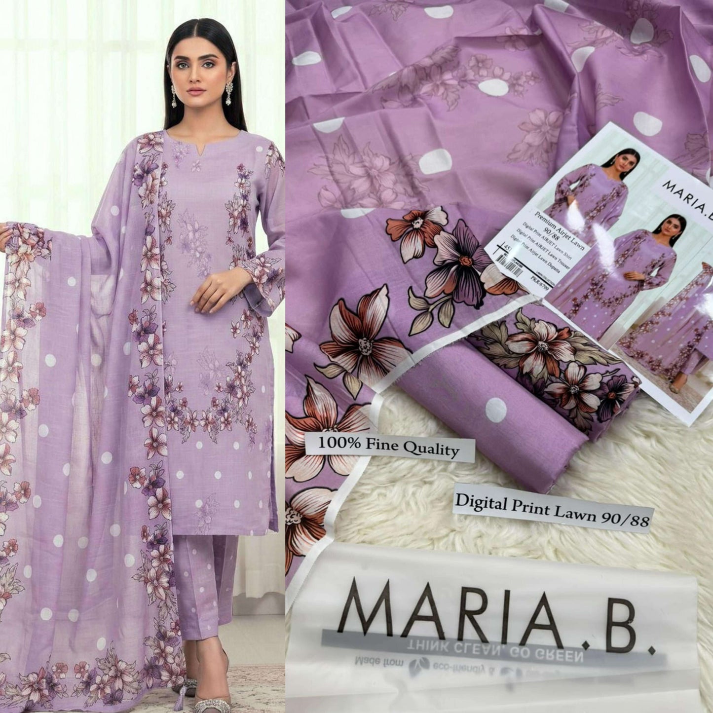 Zoha: MARIA B PREMIUM DIGITAL PRINT AIRJET LAWN 90/88 VOLUME