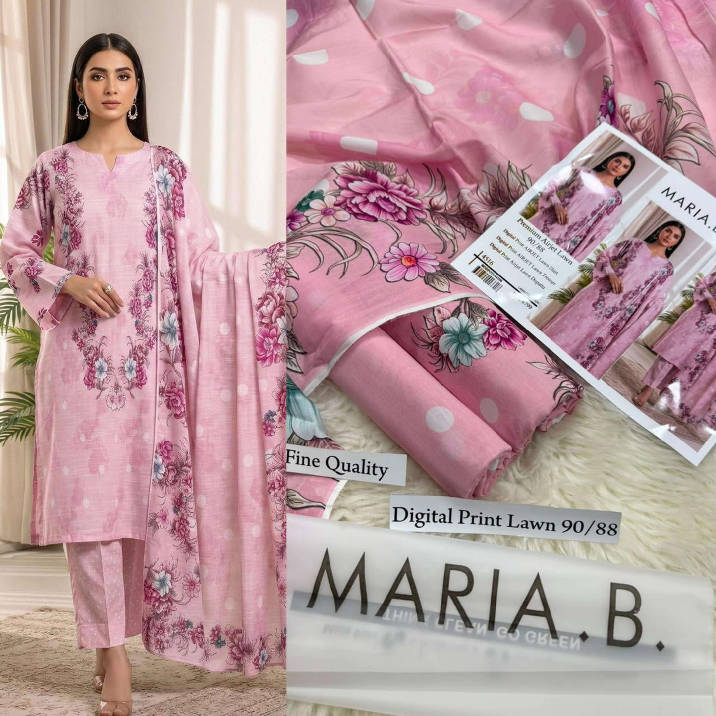 Zoha: MARIA B PREMIUM DIGITAL PRINT AIRJET LAWN 90/88 VOLUME