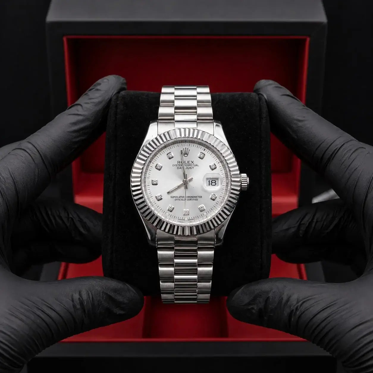 RLX MG 40MM - Silver Oyster Chain - Fluted Bezel Silver - Silver