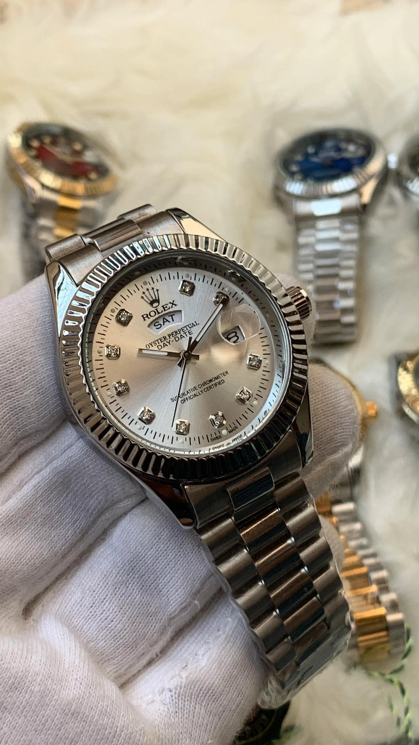 RLX MG 40MM - Silver Oyster Chain - Fluted Bezel Silver - Silver