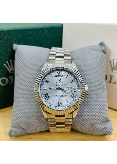 RLX MG 40MM - Silver Oyster Chain - Fluted Bezel Silver - Silver