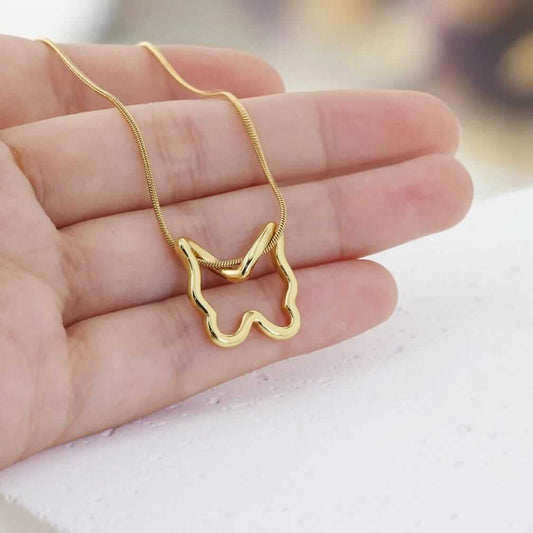 Plated Wire-Frame Open Butterfly Pendant Necklace on Snake Chain