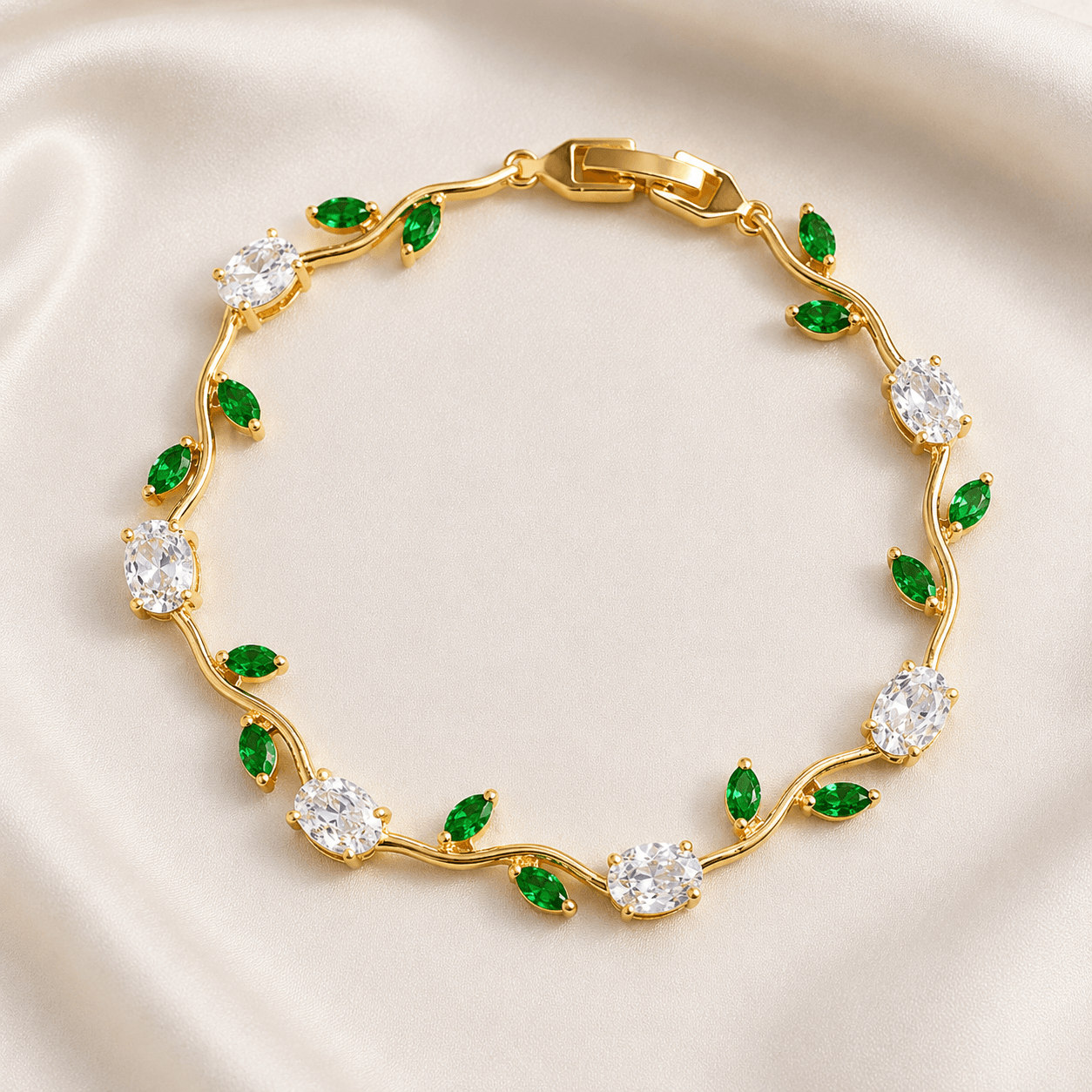 Luxury Crystal Vine Bracelet – Premium Zircon Floral Bracelet for Women | Gold & Silver Finish