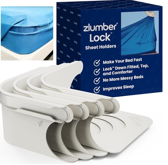 The Original USA Patented Zlumber Lock – Secure Sheet Holder with Heavy-Duty Mattress Straps – No More Loose Bedding, Universal Fit, Easy One-Time Installation