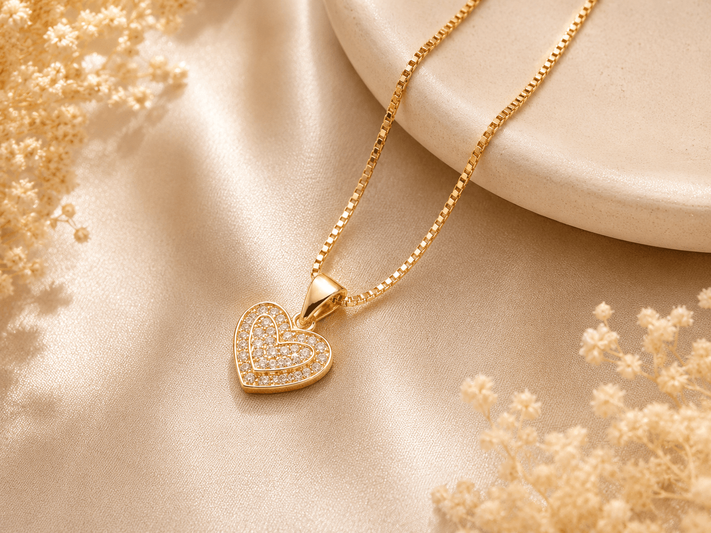 Luxury Gold-Plated Heart Crystal Pendant Necklace for Women | Pakistan