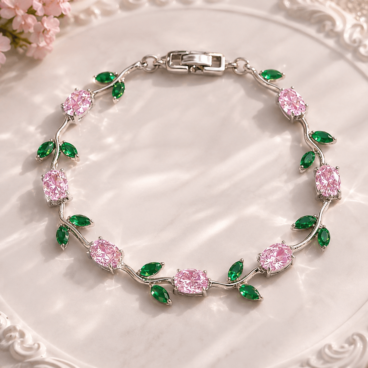 Luxury Crystal Vine Bracelet – Premium Zircon Floral Bracelet for Women | Gold & Silver Finish