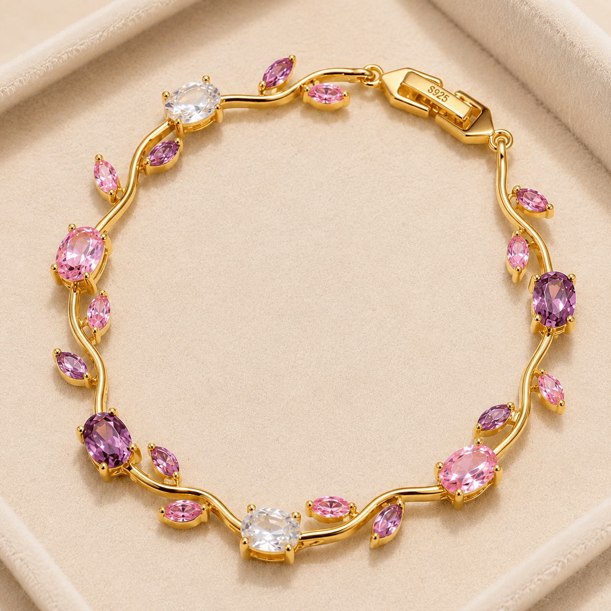 Tulip Rapunzel Vine Leaf Crystal Bracelet – Multiple Colors