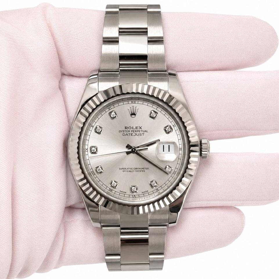 RLX MG 40MM - Silver Oyster Chain - Fluted Bezel Silver - Silver