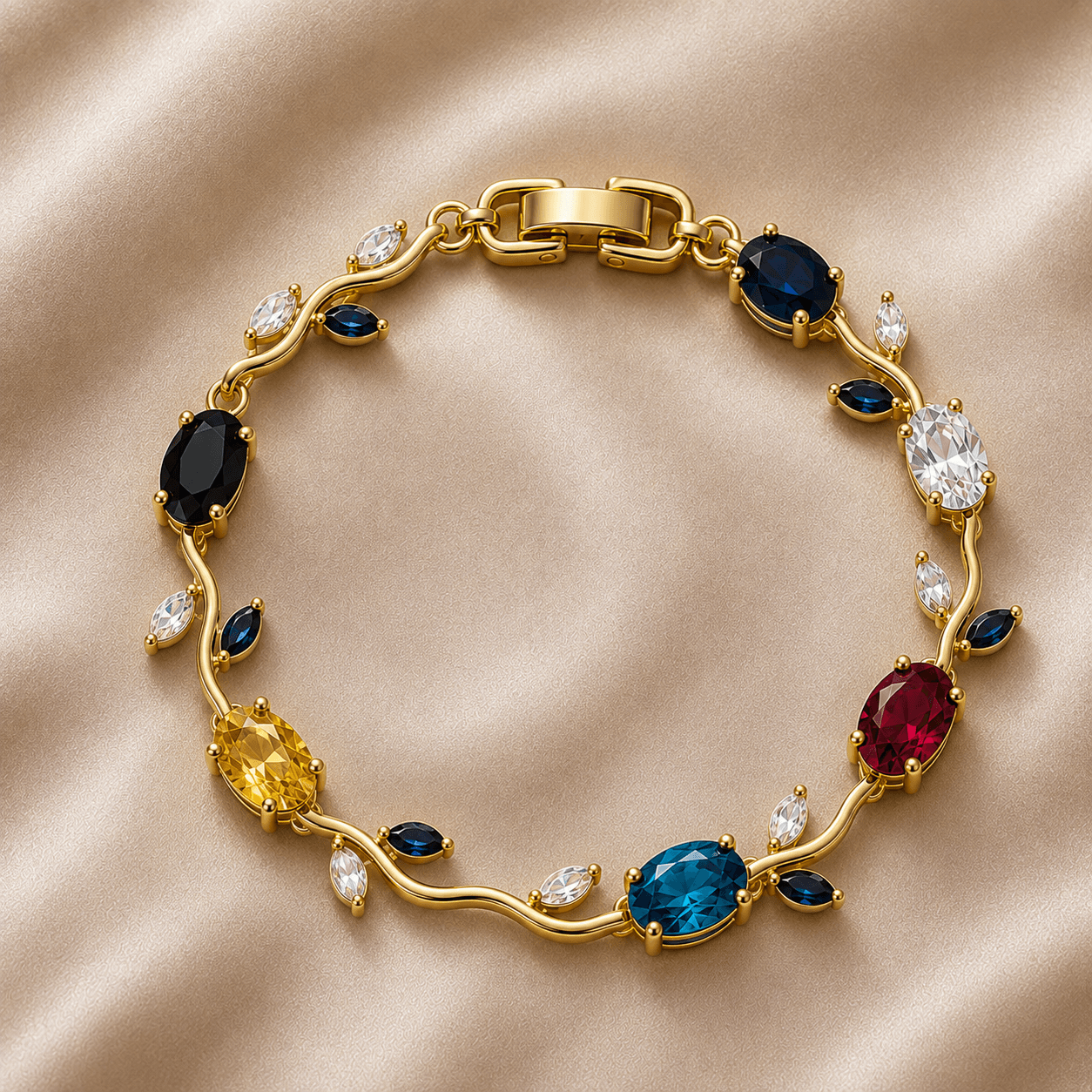 Luxury Crystal Vine Bracelet – Premium Zircon Floral Bracelet for Women | Gold & Silver Finish