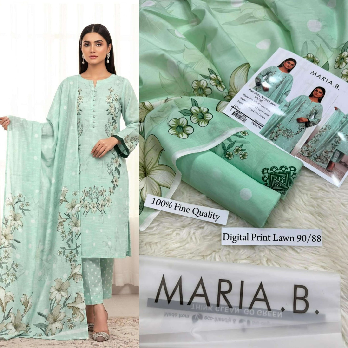 Zoha: MARIA B PREMIUM DIGITAL PRINT AIRJET LAWN 90/88 VOLUME