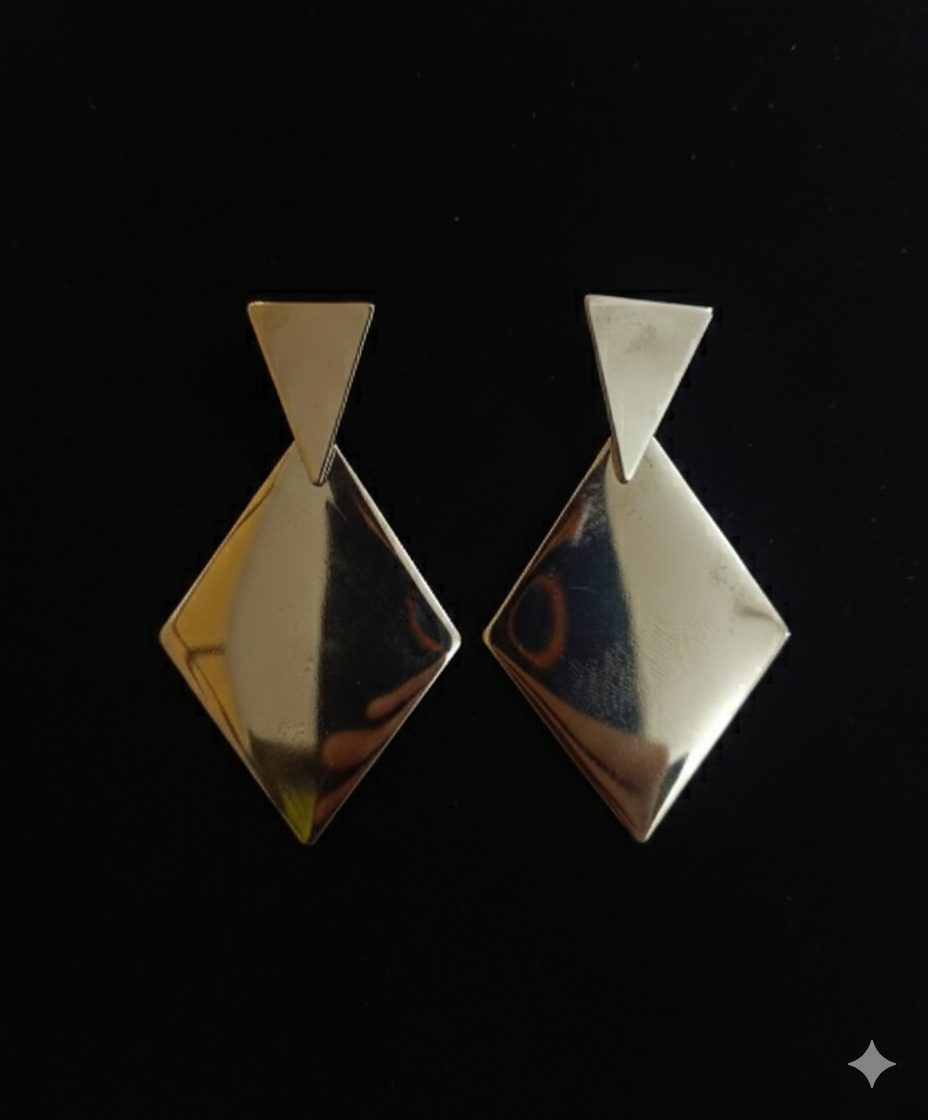 Minimal Geometric Silver Stud Earrings for Women – Modern Triangle & Diamond Design