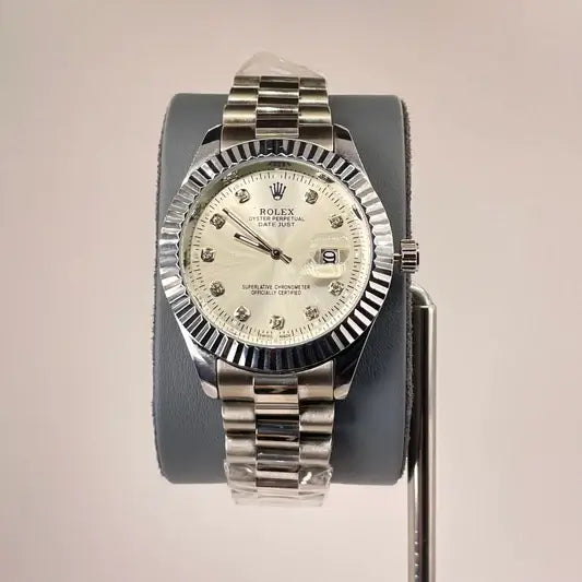 RLX MG 40MM - Silver Oyster Chain - Fluted Bezel Silver - Silver