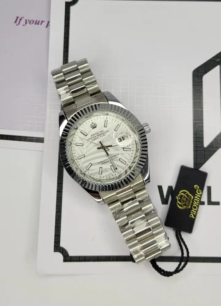 RLX MG 40MM - Silver Oyster Chain - Fluted Bezel Silver - Silver