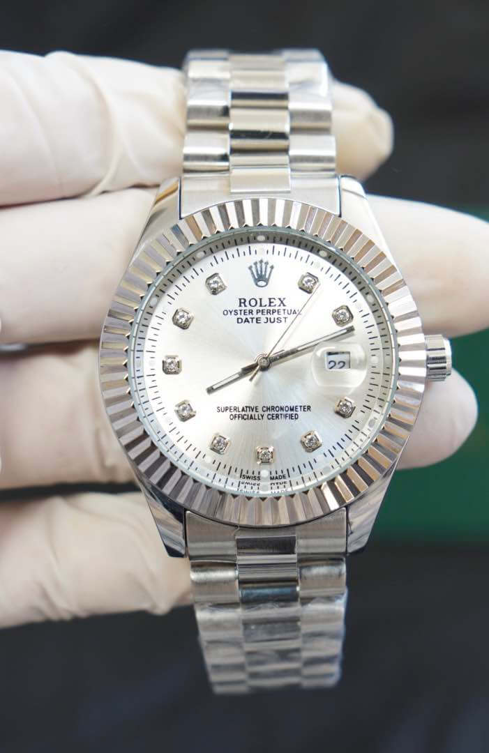 RLX MG 40MM - Silver Oyster Chain - Fluted Bezel Silver - Silver