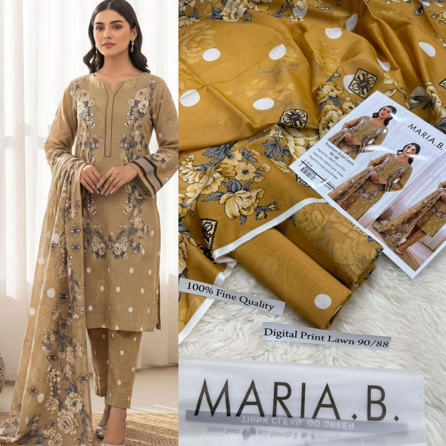 Zoha: MARIA B PREMIUM DIGITAL PRINT AIRJET LAWN 90/88 VOLUME