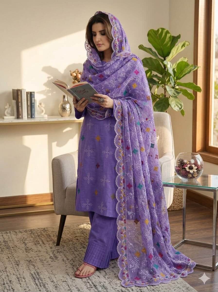 *CROSS STICH LAWN COTTON MULTI EMBROIDERED SUMMER UNSTITCHED 3pc✓*