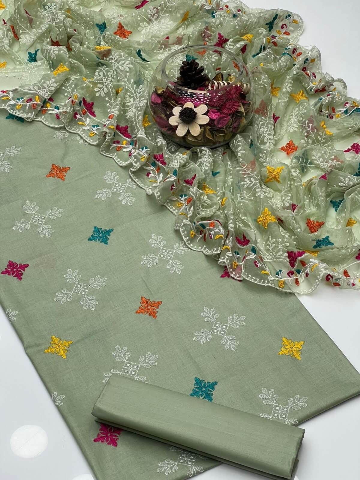 CROSS STICH LAWN COTTON MULTI EMBROIDERED SUMMER UNSTITCHED 3pc✓