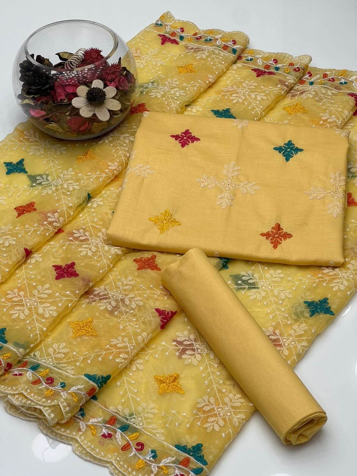 CROSS STICH LAWN COTTON MULTI EMBROIDERED SUMMER UNSTITCHED 3pc✓