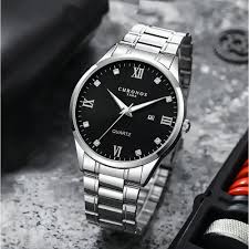 CHRONOS Men's Fashion Quartz Watch Business Casual Analog Calendar Stainless Steel Wrist Watch