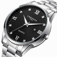 CHRONOS Men's Fashion Quartz Watch Business Casual Analog Calendar Stainless Steel Wrist Watch