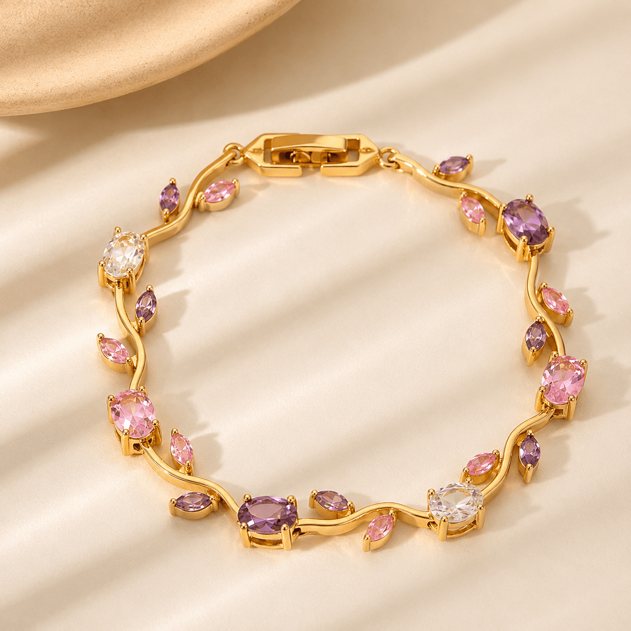 Tulip Rapunzel Vine Leaf Crystal Bracelet – Multiple Colors