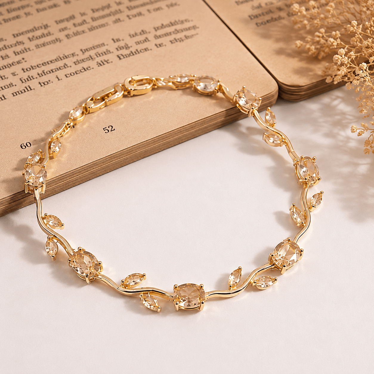Luxury Crystal Vine Bracelet – Premium Zircon Floral Bracelet for Women | Gold & Silver Finish