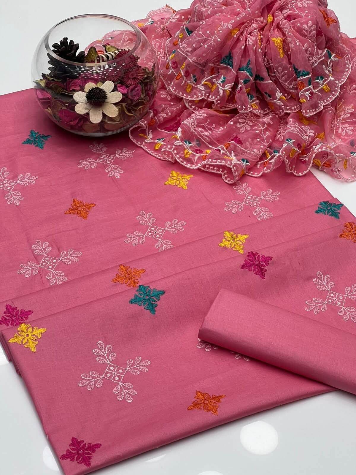 CROSS STICH LAWN COTTON MULTI EMBROIDERED SUMMER UNSTITCHED 3pc✓
