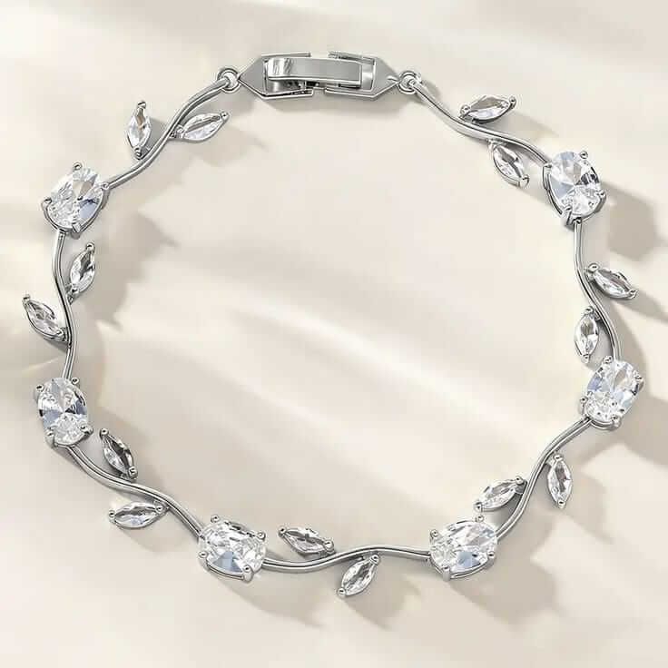 Luxury Crystal Vine Bracelet – Premium Zircon Floral Bracelet for Women | Gold & Silver Finish