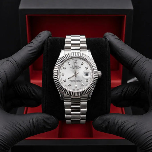 RLX MG 40MM - Silver Oyster Chain - Fluted Bezel Silver - Silver