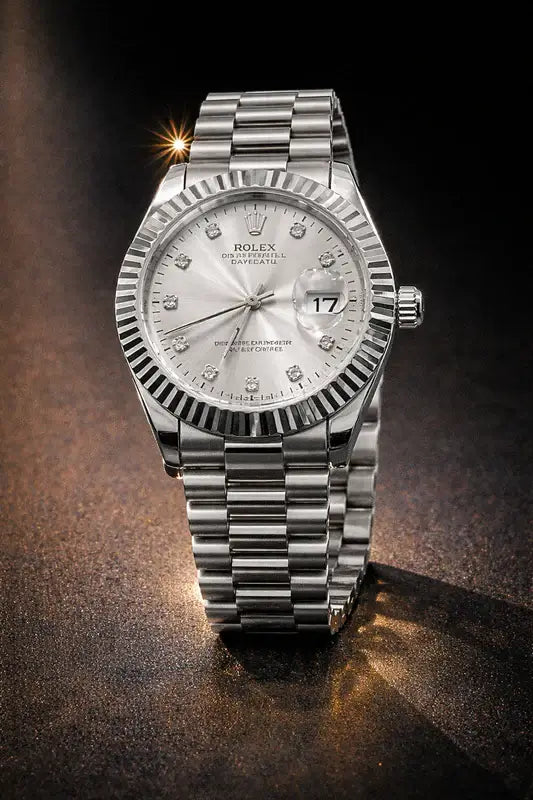 RLX MG 40MM - Silver Oyster Chain - Fluted Bezel Silver - Silver